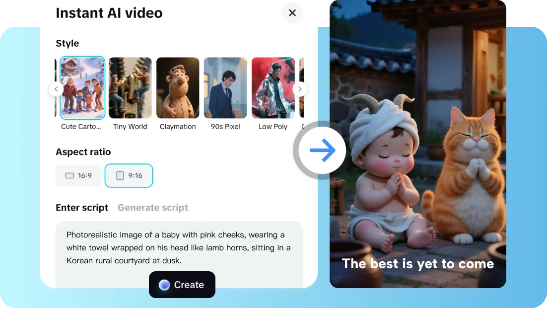 Выбор стиля и формата AI-видео на примере анимационной сцены с ребёнком и котом