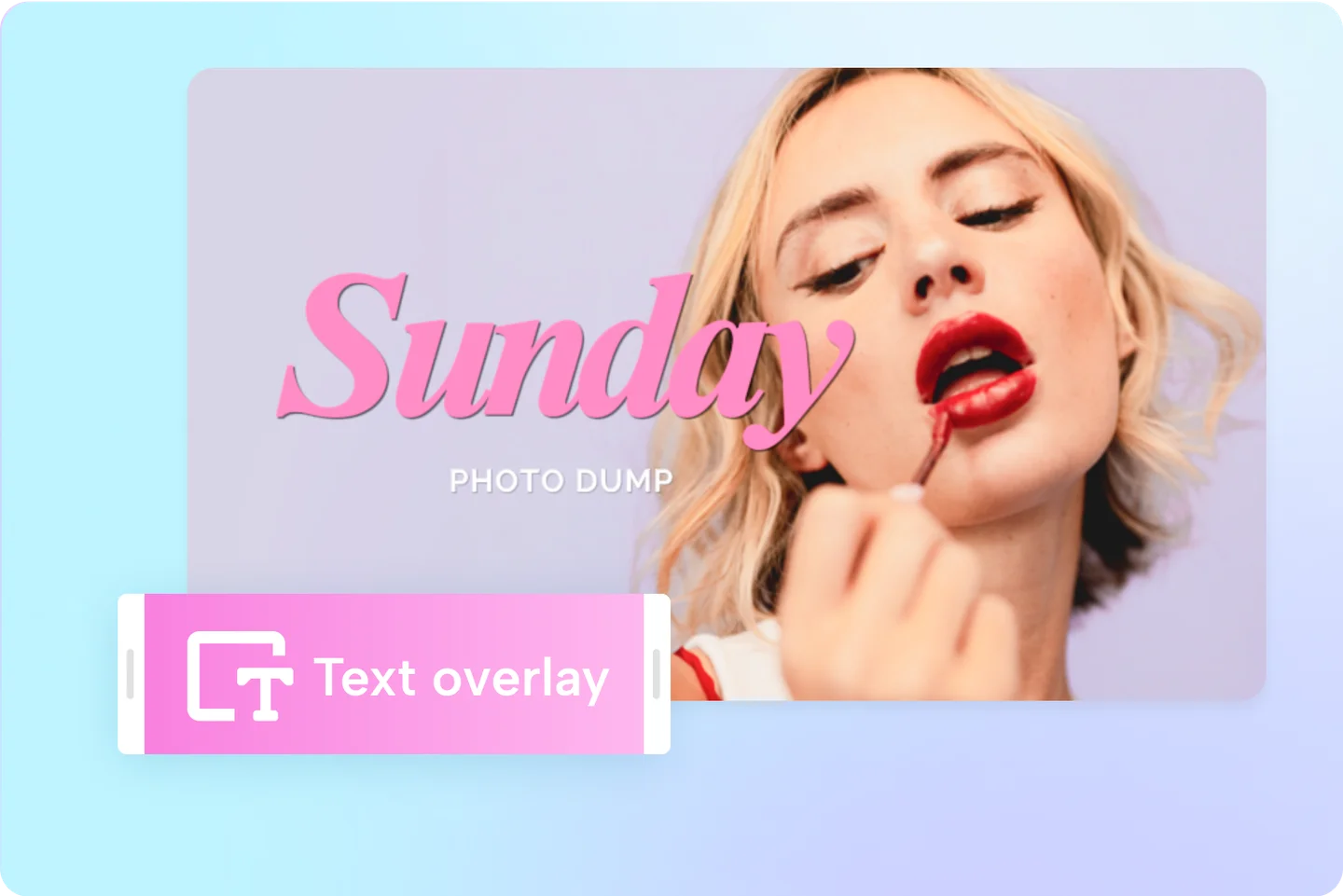 Портрет с надписью Sunday Photo Dump и примером текстового оформления CapCut